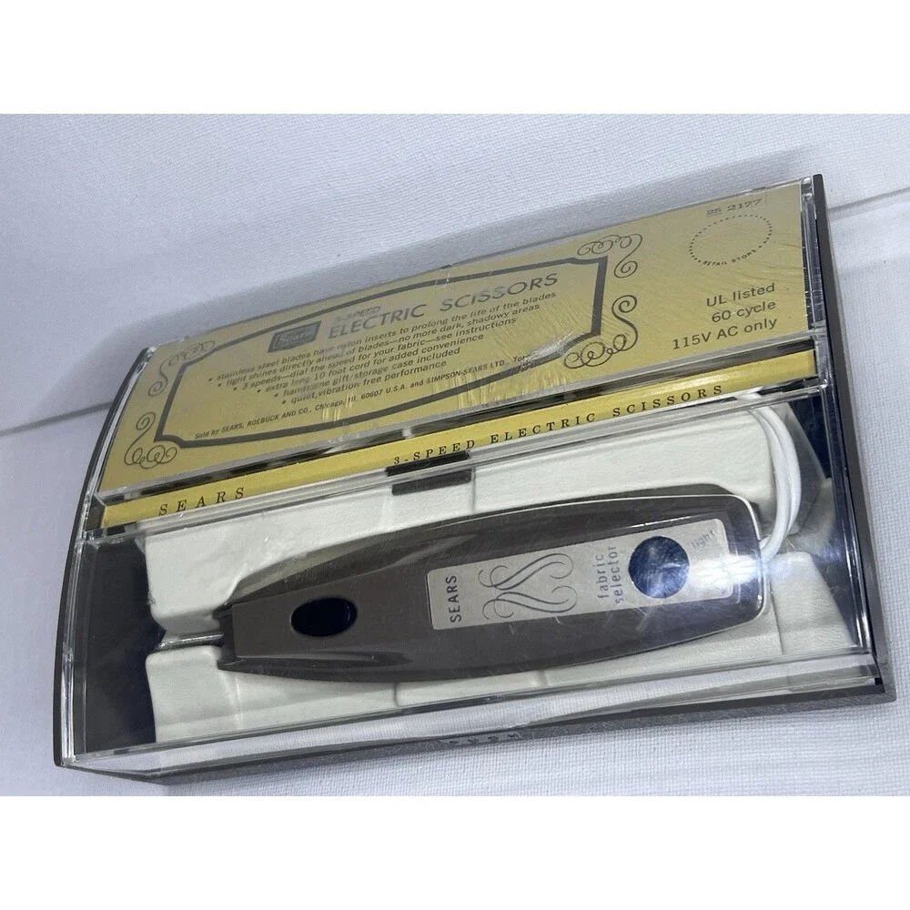 Vintage Sears Electric Scissors 3 Speed Fabric Cutter w Case Model 25-2177